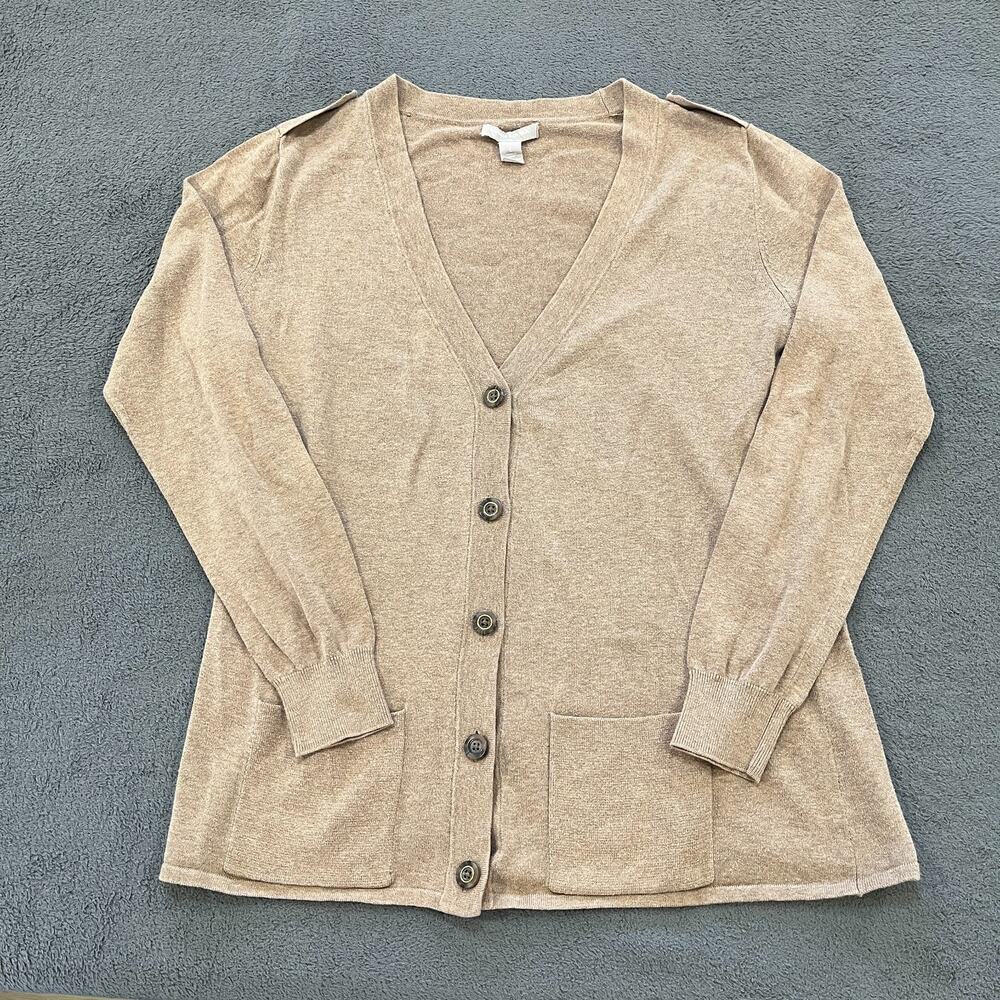 Banana Republic Brown Taupe 100% Cotton Button Cardigan Sweater-Women’s Size L